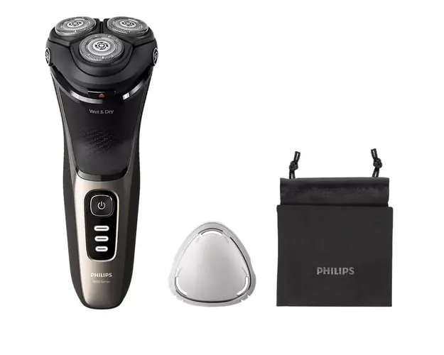 Aparat de ras Philips Shaver S3242/12, umed şi uscat, fara fir, capete 5D pivotante si flexibile, lame autoascutire, 60 min, Auriu cenusiu