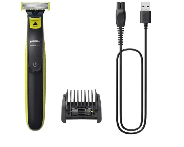 Aparat hibrid de barbierit si tuns barba Philips OneBlade QP2724/20, Acumulator, Pieptene reglabil 5 in 1, Autonomie 45 minute, Wet &amp; Dry
