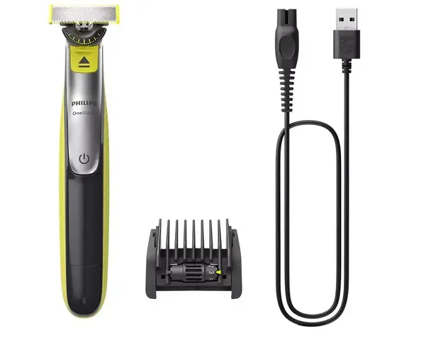 Aparat hibrid de barbierit si tuns barba Philips OneBlade QP2734/20, Acumulator, Pieptene reglabil 5 in 1, Autonomie 60 minute, Wet &amp; Dry