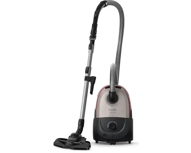 Aspirator cu sac Philips seria 5000 XD5122/10, 900W, Filtru HEPA, 77 db, cap de aspirare TriActive, cap nou de aspirare pentru tapiterie, accesoriu spatii inguste, perie integrata in maner, sac Sbag 4L, bej