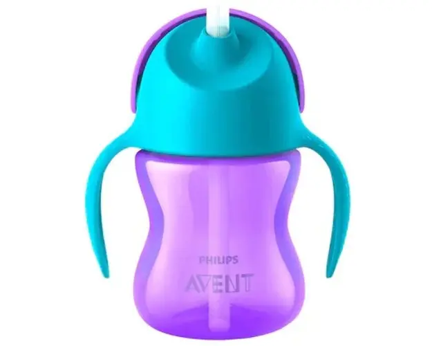 Cana cu pai Philips Avent SCF796/02, 9 luni, 200 ml, Mov/Albstru
