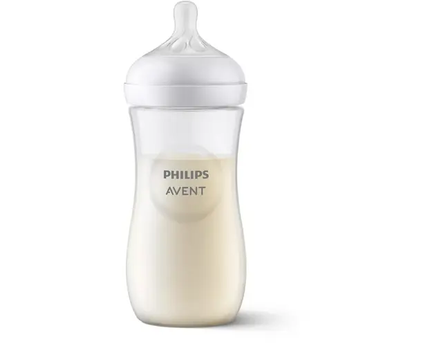 Biberon Philips Avent Natural Response SCY906/01, 330 ml, tetina care functioneaza ca sanul mamei, cu debit 4, tetina fara scurgeri, +3 luni