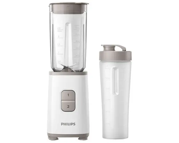 Blender Philips Daily Collection Mini HR2602/00, 350 W, recipient 1 L, 2 viteze, Alb