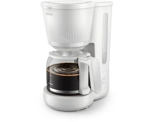 Cafetiera HD7411/00, 1080 W, 1.25 L, vas din sticla, Sistem anti-picurare, Oprire automata, Indicator nivel apa, Alb