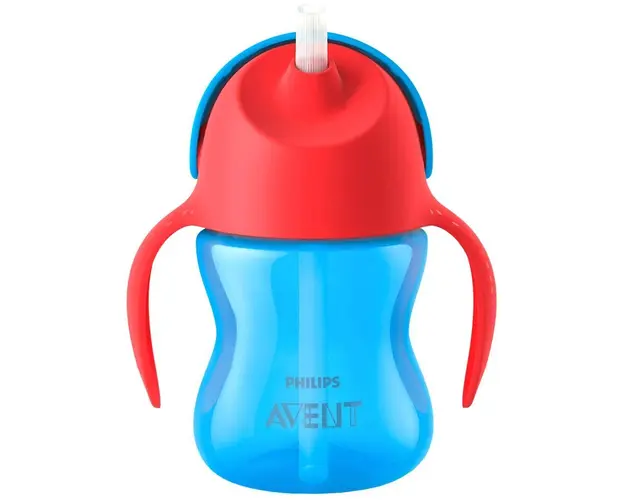 Cana cu pai Avent SCF796/01, 9 luni, 200 ml, albastru/rosu