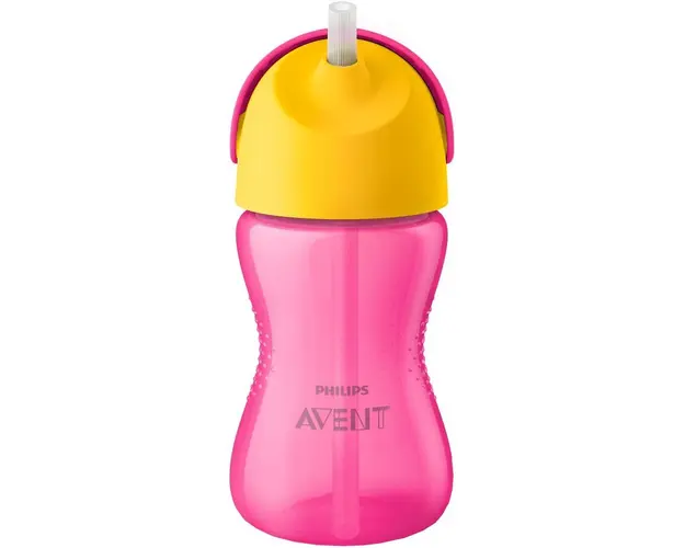 Cana cu pai Avent SCF798/02, 12 luni, 300 ml, roz/galben