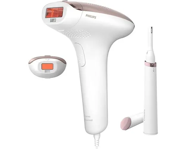 Epilator IPL PHILIPS Lumea Avanced BRI921/00, 250.000 impulsuri, 1 accesoriu, retea, alb-roz + Trimmer