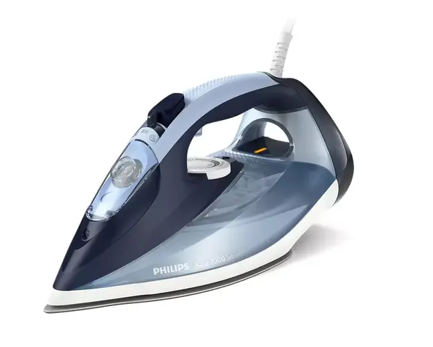 Fier de calcat cu abur Philips Azur, 2800W, debit de abur 50g/min si jet de abur de 250 g, talpa SteamGlide Plus, rezervor de 300ml si sistem de curatare automata, albastru