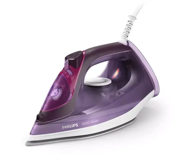 Fier de calcat Philips DST3041/30 seria 3000, 2600W, talpa ceramica, abur 40 g/min, jet de abur 200 g, capacitate rezervor 300ml, sistem anti picurare, Mov