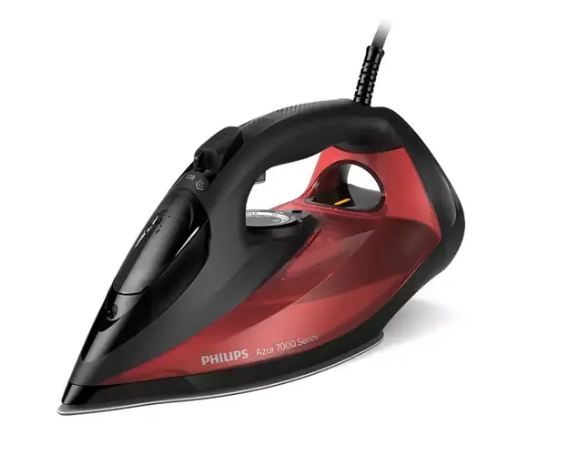 Fier de calcat Philips Seria 7000 DST7022/40, 2800W, 250g/min, 300ml, talpa SteamGlide Plus, rosu-negru
