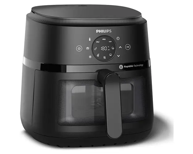 Friteuza cu aer cald Philips Airfryer Seria 2000 NA230/00, Compact Digital, 1700 W, capacitate 6.2 l / 0,8 kg, afisaj digital, fereastra, 13-in-1 functii de gatire, 9 programe presetate, dimensiune compacta (4 portii), curatare usoara, negru