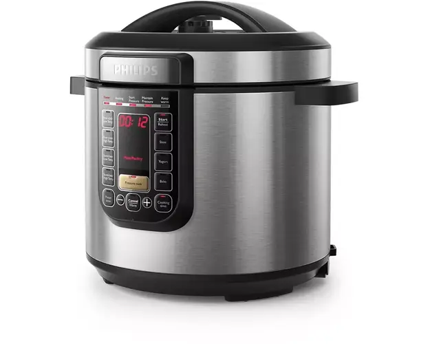 Multicooker Philips All-in-One, Oala cu invelis ProCeramic+, 1300 W, 6 l, funcţie de pastrare cald 12 ore, funcţie de gatit presetata, controlul timpului, 9 sisteme de siguranta