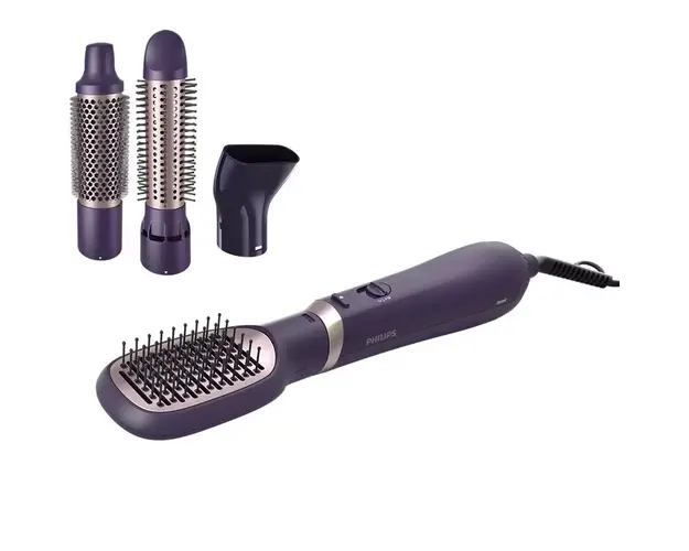 Perie cu aer cald Philips Seria 3000 BHA313/00, 800W, tehnologie cu ioni, 4 accesorii, diametru perie 38mm, setare temperatura de ingrijire si aer rece, infuzata cu ulei de argan