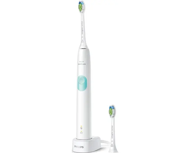 Periuta electrica de dinti Philips Sonicare ProtectiveClean 4300 HX6807/51, 62000 miscari/minut, 1 mod de curatare, 2 intensitati, senzor presiune integrat, functie BrushSync, 2 capete de periere, Alb