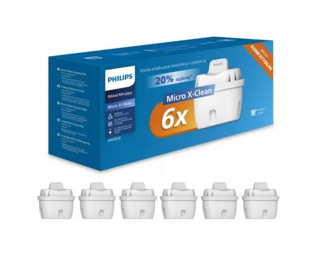Philips AWP212/58 Micro Xclean, 100L, alb, cartus filtru apa, 6 buc