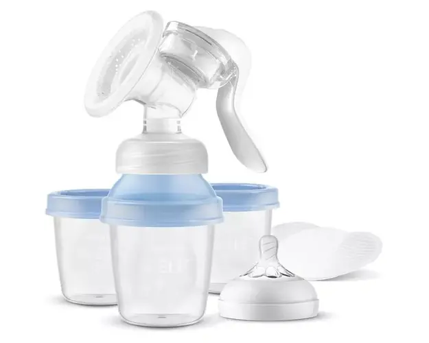 Pompa manuala, Philips Avent, Cu accesorii, BPA Free, Cu recipiente de stocare incluse, Plastic, Alb