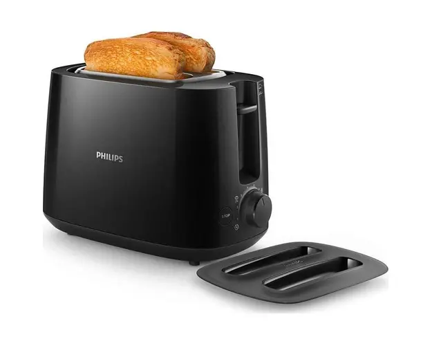 Prajitor de paine Philips HD2582/90, 900 W, 2 felii, Negru