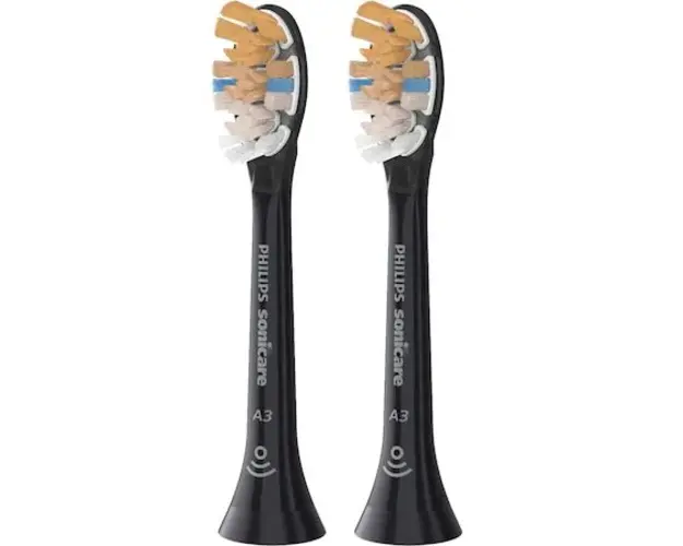 Rezerve Philips Sonicare A3 Premium All in One HX9092/11, pachet de 2 capete de periere standard, sincronizarea modurilor BrushSync, Negru