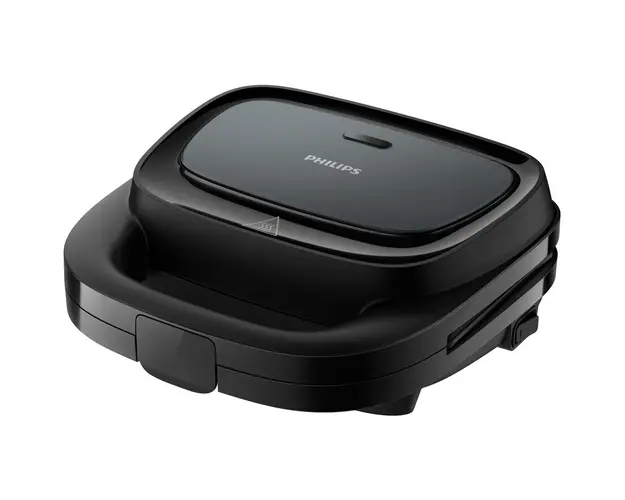 Sandwich-maker Philips HD2330/90 seria 3000, 750 W, Plite neaderente si versatile pentru sandwich-uri, panini si altele, Leduri indicatoare, Sistem de blocare rapida, Comutator pornit/oprit, Negru