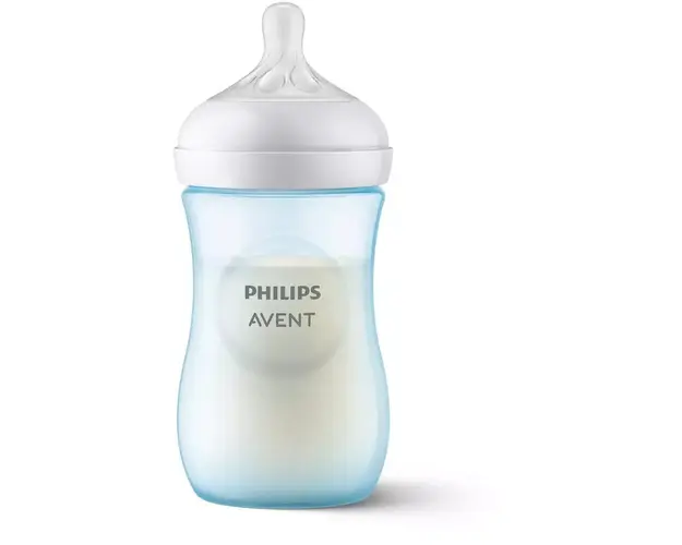 Biberon Philips Avent Natural Response SCY903/21, 260 ml, tetina care functioneaza ca sanul mamei, cu debit 3, tetina fara scurgeri, +1 luni, fara BPA, usor de curatat