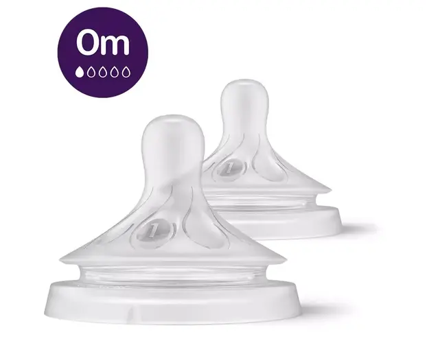 Tetina Philips Avent Natural Response SCY961/02, 0 luni, tetina care functioneaza ca sanul mamei, tetina fara scurgeri, debit 1, fara BPA, 2 bucati