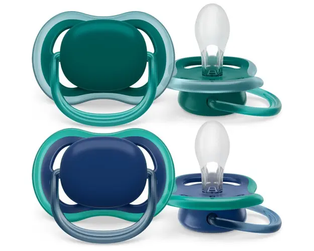 Set 2 suzete Philips-Avent SCF085/31, ultra air pacifier 6-18 luni, Ortodontice, fara BPA, Albastru/Verde