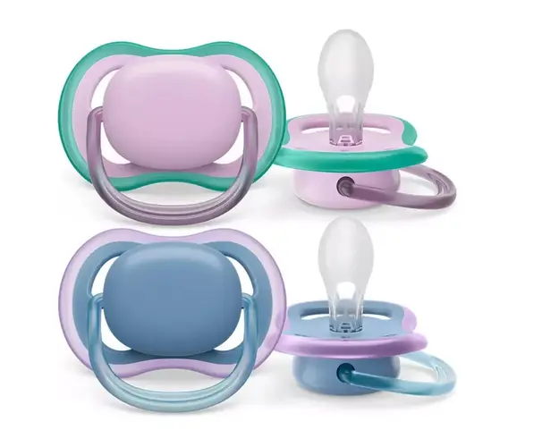 Set 2 suzete Philips-Avent SCF085/34, ultra air pacifier 6-18 luni, Ortodontice, fara BPA, Mov/Albastru
