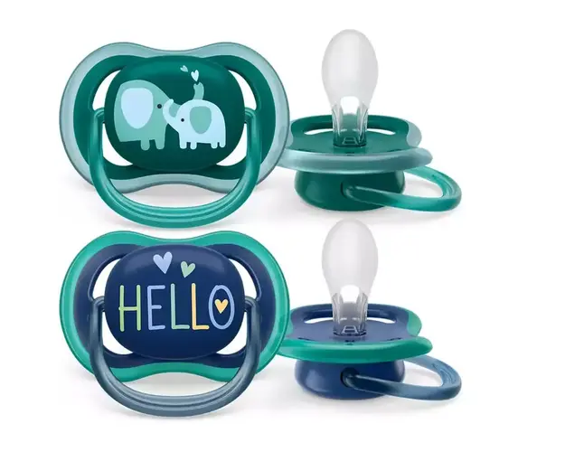 Set 2 suzete Philips-Avent SCF349/18, ultra air 18+ luni, Ortodontice, fara BPA, Hello/Elefant