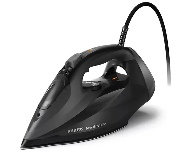 Fier de calcat Philips Azur DST7511/80, 3200W, debit de abur de 55g/min si jet de abur de 260 g, talpa SteamGlide Elite, rezervor de 300ml si sistem de curatare automata, oprire automata, negru