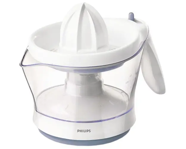 Storcator de citrice HR2744/40, 25 W, 0.6 l, 1 viteza, ajustare cantitate pulpa, alb