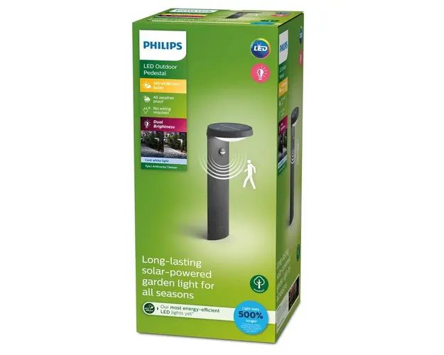 Stalp LED solar pentru exterior cu senzor de miscare Tyla, 1.2W, 4V, 255 lm, lumina neutra (4000K)