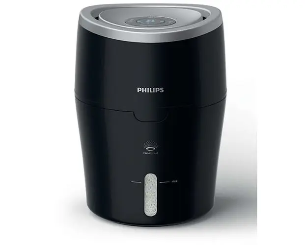 Umidificator de aer HU4813/10, tehnologie NanoCloud, rezervor 2l, acoperire 44 mp, umidificare 300 ml/h, LED, negru