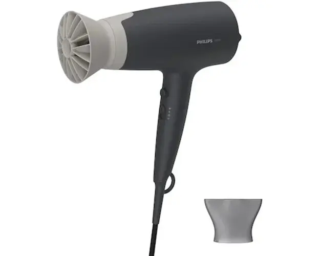 Uscator de par Philips BHD351/10, 2100W, accesoriu Thermo Protect, ingrijire cu ioni, 6 setari de viteza/temperatura, cap de coafare 14 mm, Gri