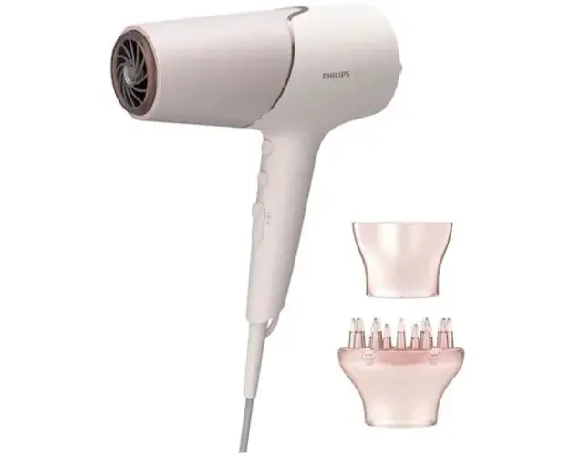 Uscator de par Philips BHD530/00, 2300W, tehnologie ThermoShield, ingrijire cu ioni, 6 setari de viteza/temperatura, difuzor, cap de coafare 11 mm, Rose gold/perlat