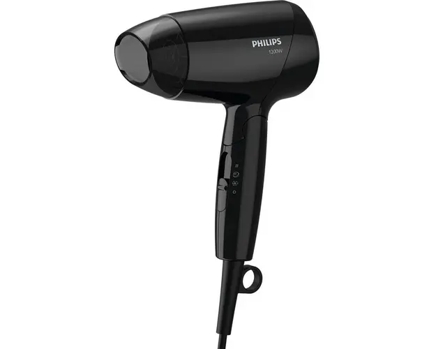 Uscator de par Philips EssentialCare BHC010/10, 1200 W, 3 setari temperatura, maner pliant, Negru