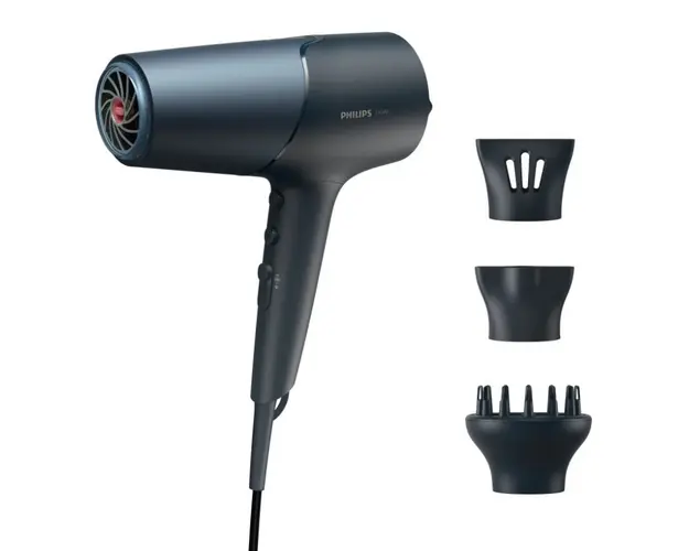 Uscator de par Philips seria 5000 BHD512/20, 2300 W, 3 trepte temperatura, Albastru