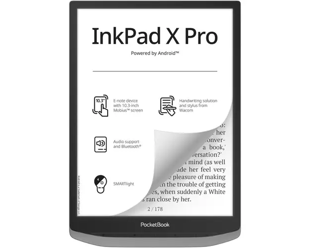 eBook Reader Pocketbook InkPad X Pro, ecran tactil 10.3 E Ink Carta™ (Mobius), 32GB, Bluetooth, WiFi, Argintiu