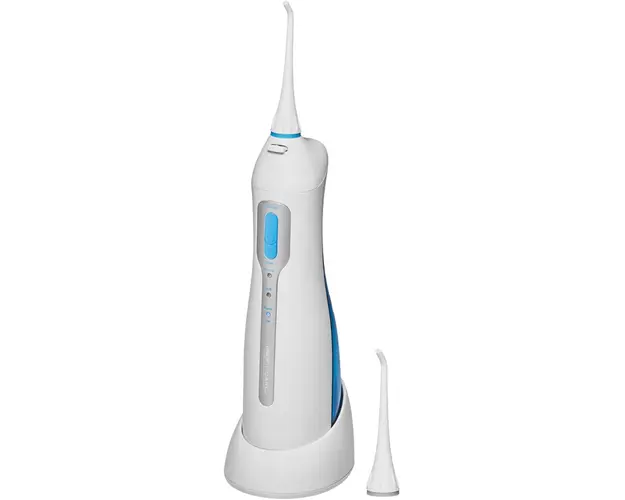 Irigator oral ProfiCare, PC-MD 3026 A, rezervor integrat in maner 150 ml, 3 trepte de presiune, functie pulse, 2 duze de curatare, statie incarcare, alb