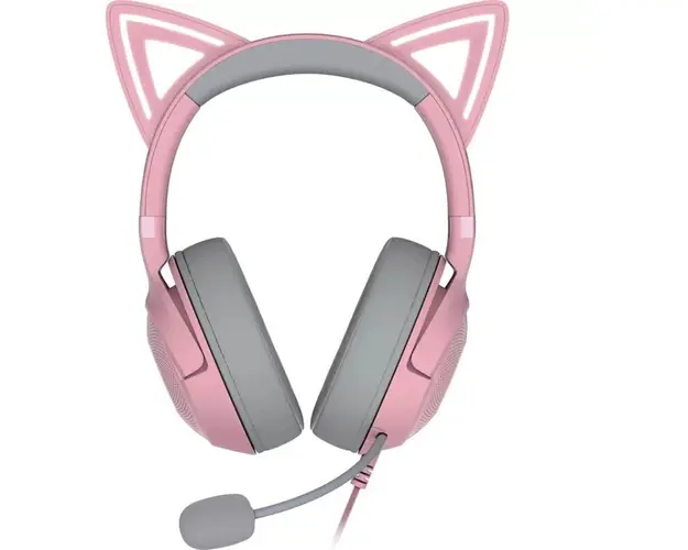 Casti gaming Razer Kraken Kitty V2, USB Type A, Quartz Edition