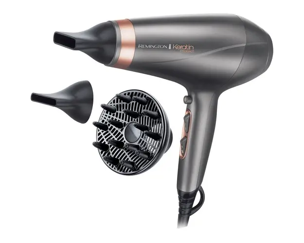 Uscator de par Remington Keratin Protect AC8820, 2200 W, 3 trepte de temperatura, 2 viteze, Gri/Aramiu