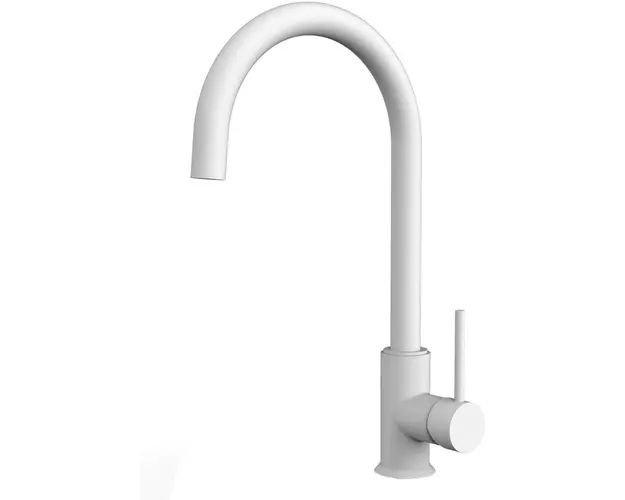 Baterie bucatarie Roca Etna alb, pipa inalta, racorduri incluse, sistem pornire Cold Start