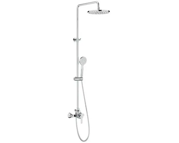 Coloana de dus Roca L20, inaltime reglabila 855-1230 mm, brat de dus reglabil, furtun flexibil, para dus functie Rain, Crom