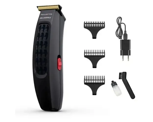 Aparat de tuns Rowenta x Karl Lagerfeld Cut &amp; Style TN182LF0, 6500 rpm, lame din inox, autonomie 90 minute, negru &amp; rosu