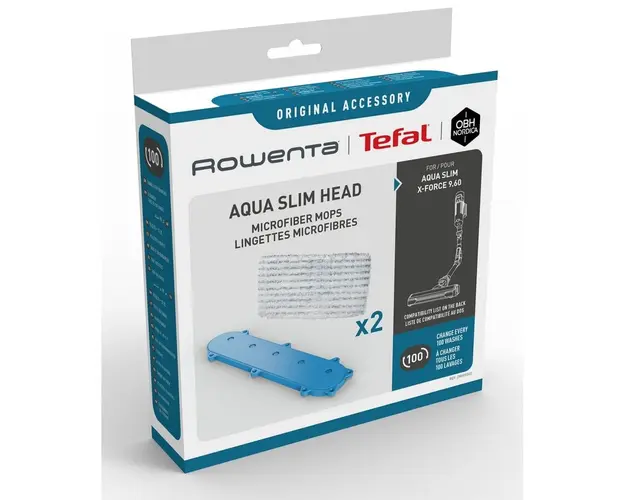 Kit de 2 mopuri din microfibra Rowenta ZR009502, pentru capul de aspirare Aqua Slim al aspiratorului vertical Rowenta X-Force Flex 9.60 RH20xx