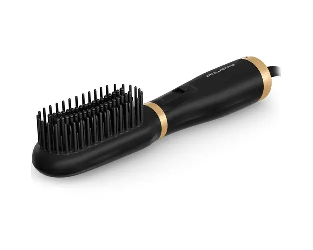 Perie de uscat si indreptat parul cu aer cald 2 in 1 Rowenta Powerstraight Air UB5920F0, 500W, 3 trepte de caldura/aer, invelis ceramic, generare ioni, negru &amp; auriu