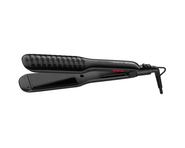 Placa de indreptat parul Rowenta x Karl Lagerfeld Extra Liss SF411LF0, temperatura ajustabila 130C - 230C, invelis Keratin &amp; Glow, functie straight&amp;curl, afisaj LED, varf rece, incalzire rapida in 30 secunde, negru