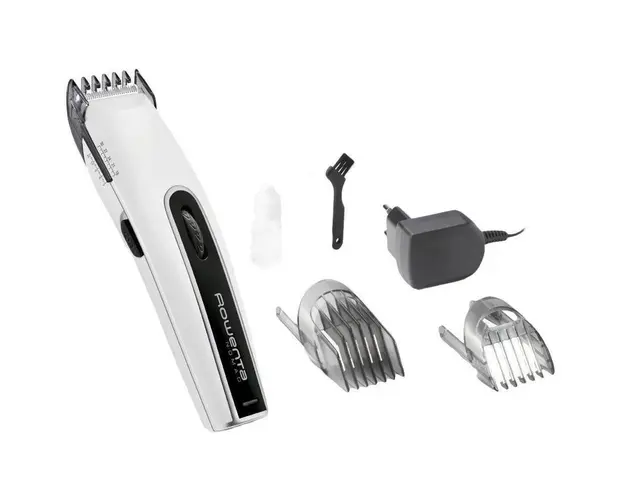 Aparat de tuns Nomad TN1400, 3-30 mm, 2 piepteni, 19 trepte, acumulator, indicator LED, alb