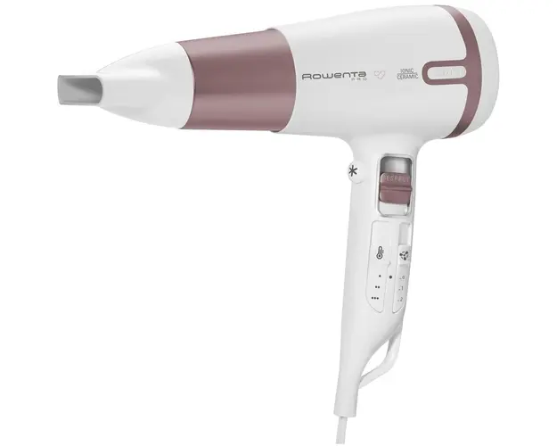 Uscator de par Rowenta Premium Care Pro CV7460F0, 2400W, 2 trepte de viteza, 3 trepte de temperatura, generator de ioni, Alb/Roz
