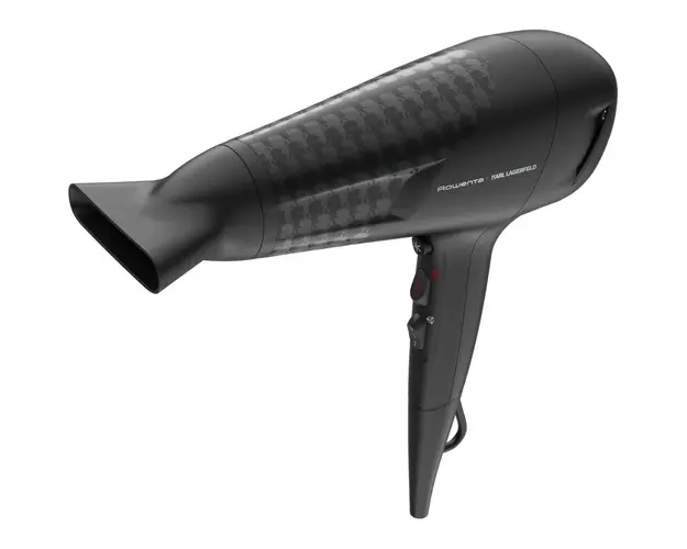 Uscator de par Studio Dry Rowenta x Karl Lagerfeld CV581LF0, 2100W, Tehnologie Effiwatts, 6 trepte de viteza si temperatura, Tehnologie Thermo Control, generator de ioni, negru