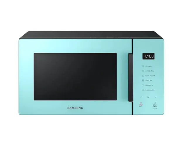 Cuptor cu microunde Samsung Bespoke MS23T5018AN/EE, 23 l, 800 W, Afisaj LED, Dezghetare rapida, Pastrare la cald, Interior ceramic, 6 trepte de putere, Functie deserturi, Mod Eco, Verde